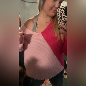 Pink half & half sweater